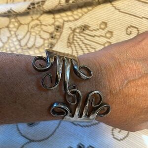 Unique and Hand Created Scrolled Forks Meeting Together Magnetic Clasp Bracelet